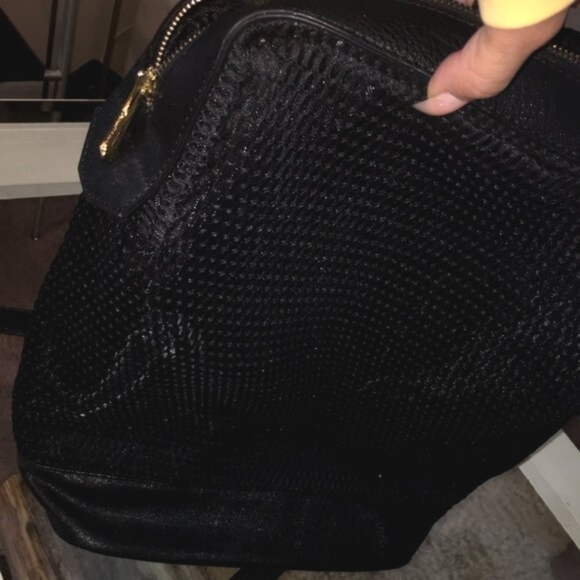 Backpack, Black Mesh with Sturdy Base, Brass Hardware, Adjustable by PINKCOSMO - Picture 4 of 8